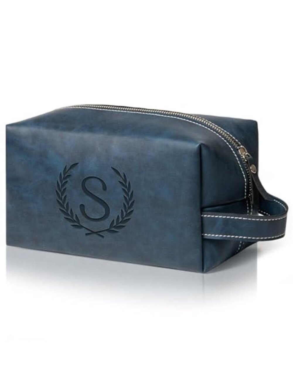 Mens Toiletry Bag Travel Shaving Kit PU Leather Personalized Gift Dad